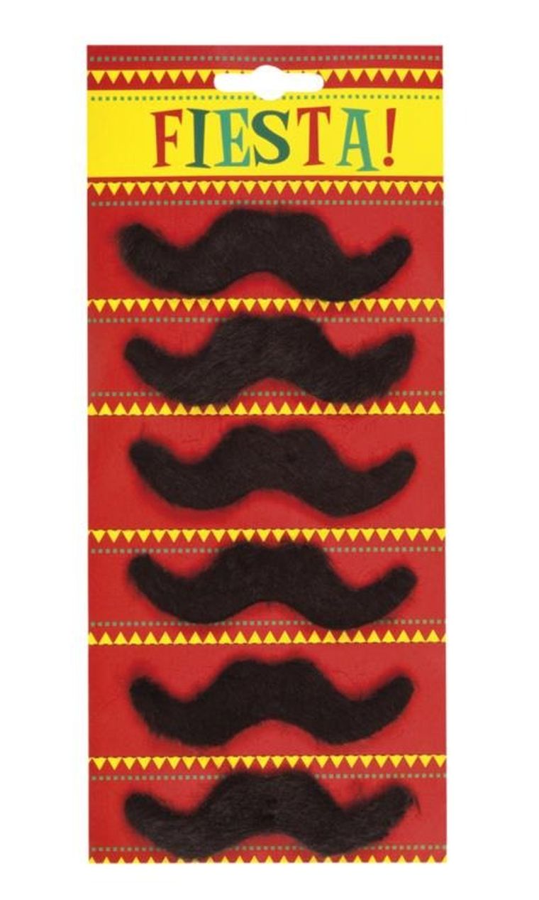 Meksykańskie Fiesta, zestaw, wąsy, 6 szt.