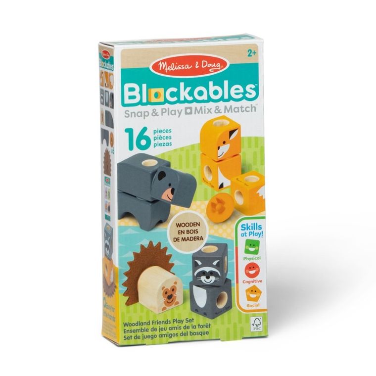 Melissa & Doug, Blockables, Drewniane Zwierzątka, drewniane klocki, 16 elementów