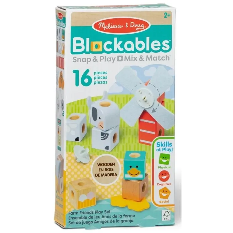 Melissa & Doug, Blockables, Na farmie, drewniane klocki, 16 elementów
