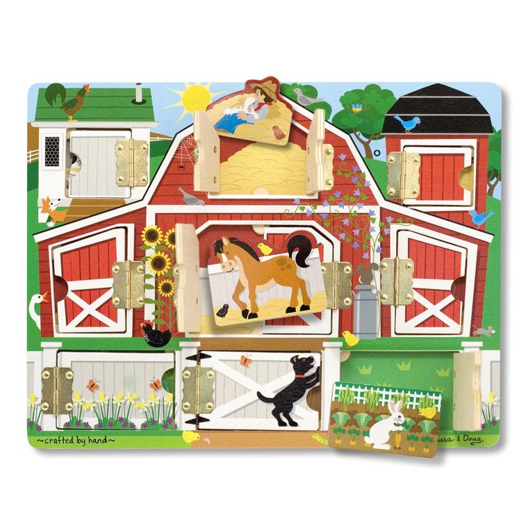 Melissa & Doug, Magnetic Farm Hide & Seek Board, puzzle magnetyczne