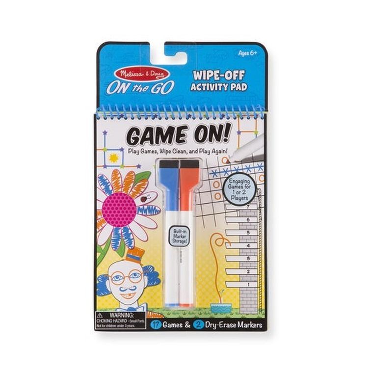 Melissa & Doug, Wipe-Off Activity Pad, Czas na grę! zestaw gier ze zmazywalnymi mazakami