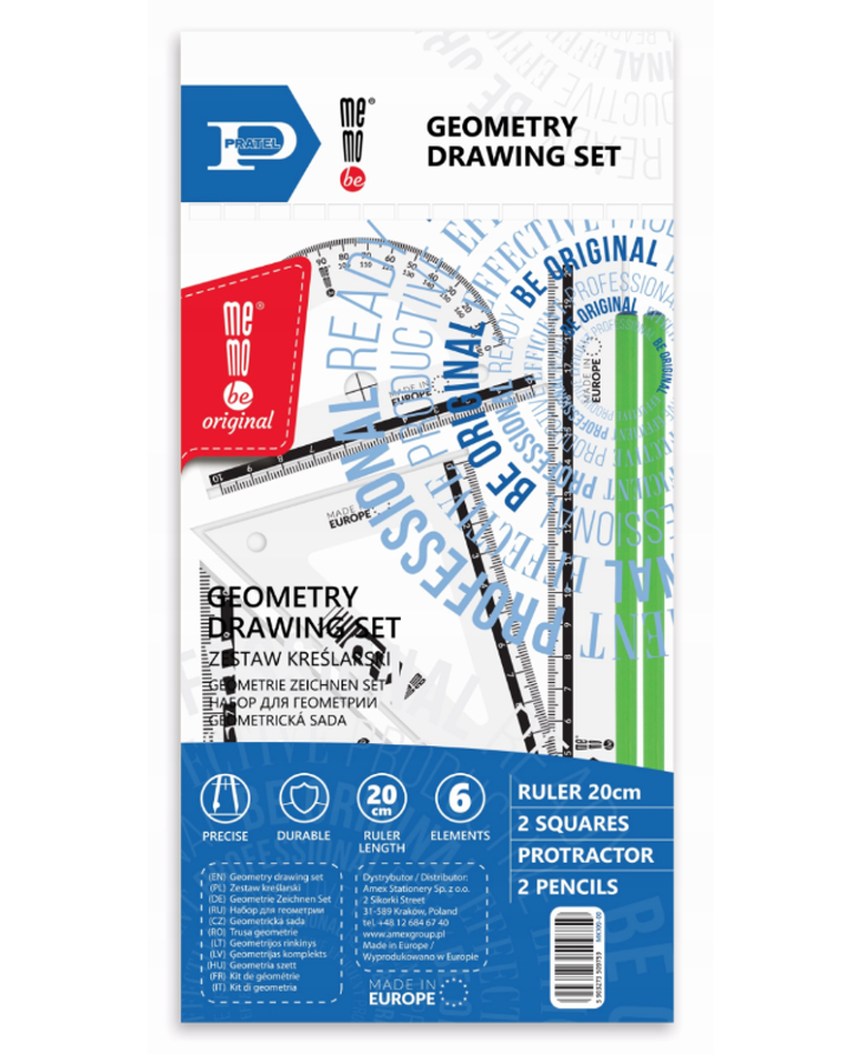 Memobe, By Pratel, zestaw kreślarski, 6 elementów