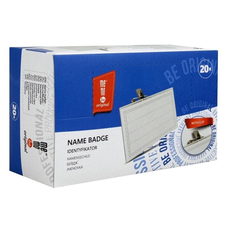 Memobe, identyfikator z klipsem, 20 szt.