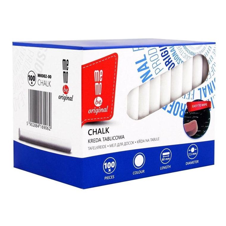 MemoBe, kreda tablicowa biała, 100 szt.