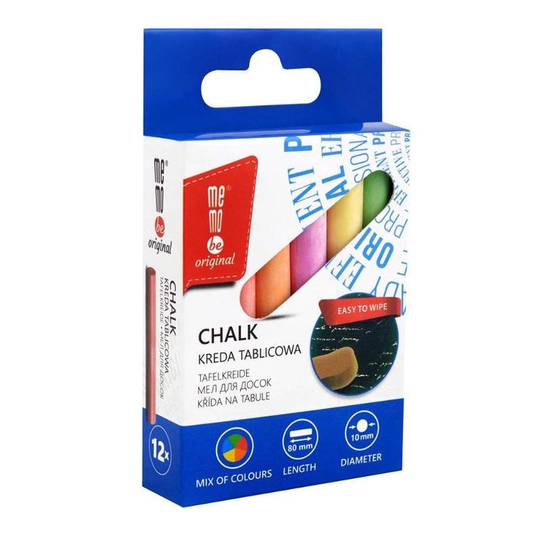 MemoBe, kreda tablicowa, kolorowa, 12 szt.