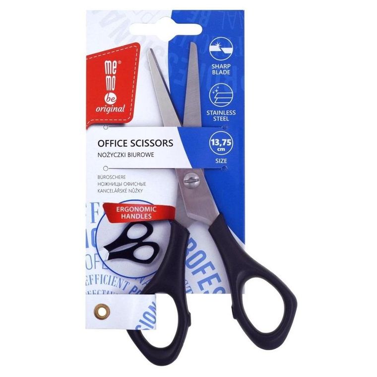 Memobe, nożyczki biurowe, czarne, 13,75 cm
