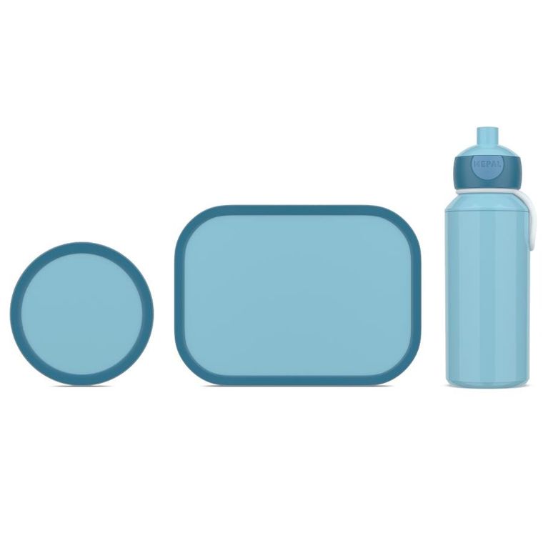 Mepal, Campus, lunchbox, bidon i pojemnik na owoce, zestaw, Cool Blue