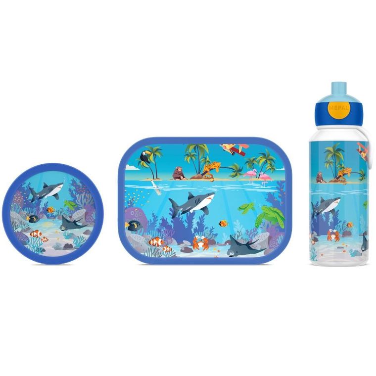 Mepal, Campus, lunchbox, bidon i pojemnik na owoce, zestaw, Tropical Ocean