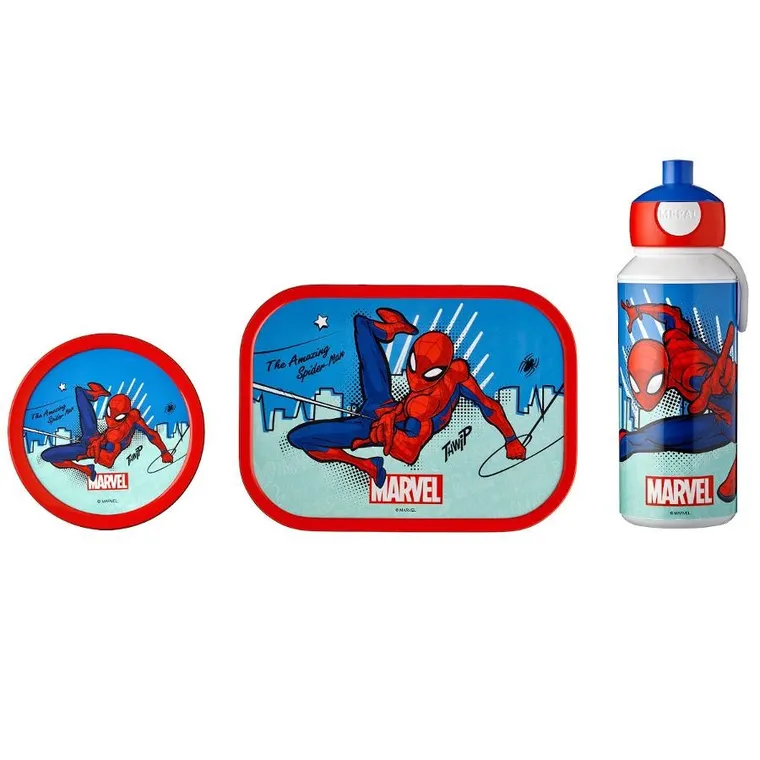 Mepal, Spiderman, lunchbox, bidon i pojemnik, zestaw śniadaniowy, 3 elementy