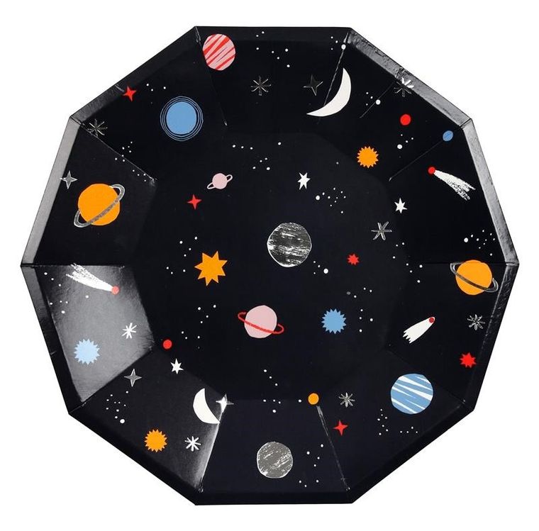 Meri Meri, duże talerzyki, kosmos