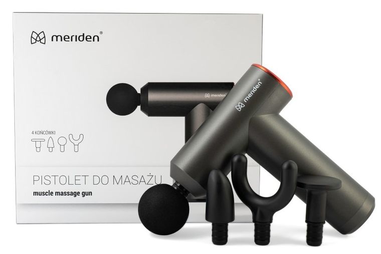 Meriden, pistolet do masażu, 4 końcówki