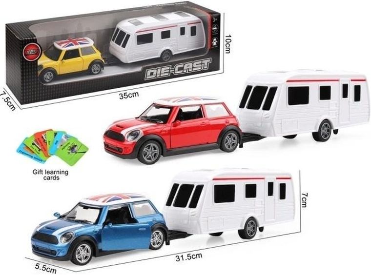 Merkpol, auto metalowe z przyczepą, 1 szt.