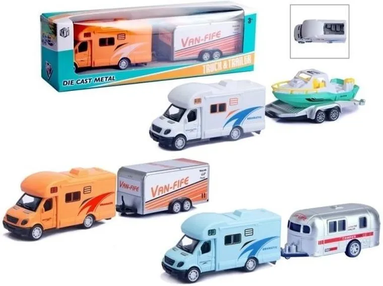Merkpol, camper, pojazd metalowy, resorak z przyczepą, 1 szt.