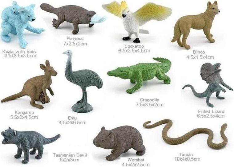 Merkpol, dzikie zwierzęta Australii, zestaw figurek