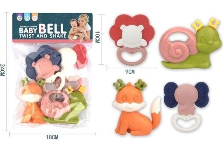 Merkpol, grzechotki, zwierzątka, 4 szt.