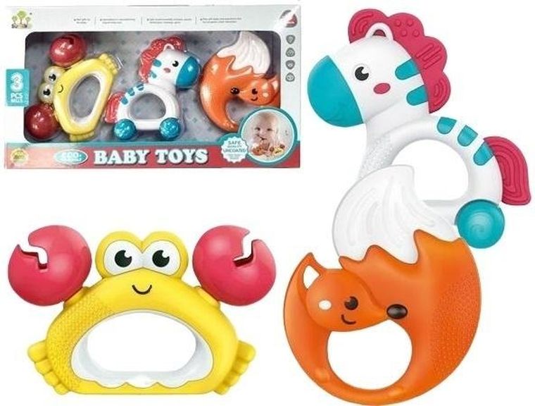 Merkpol, grzechotki, zwierzęta, 3 szt.