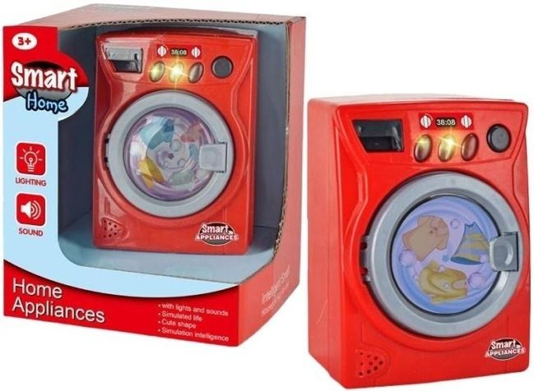 Merkpol, interaktywna pralka ze światłem i dźwiękiem, czerwona