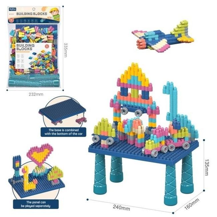 Merkpol, klocki ze stolikiem do układania, 140 elementów