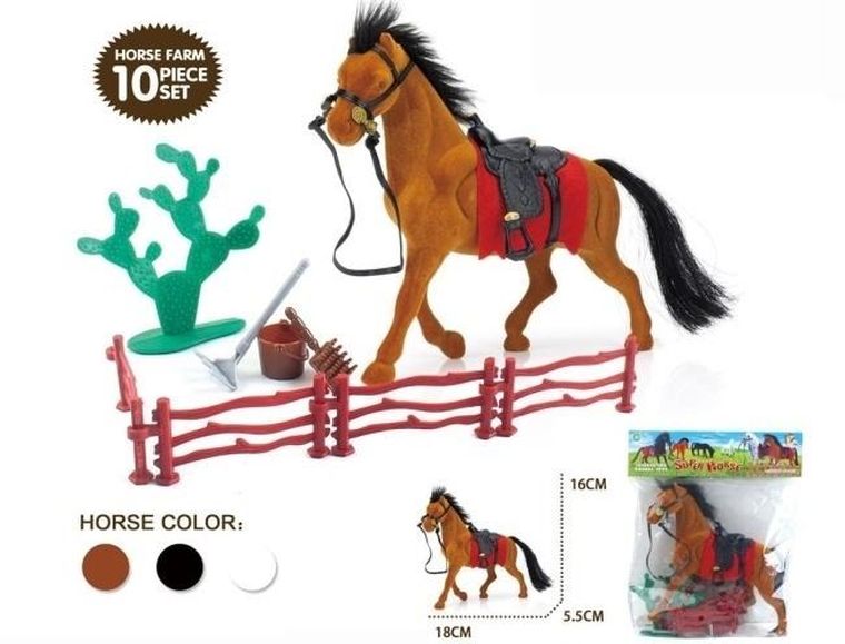 Merkpol, koń, figurka flokowana z akcesoriami