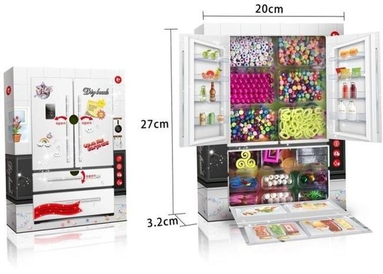 Merkpol, koraliki do robienia biżuterii, mini lodówka z koralikami