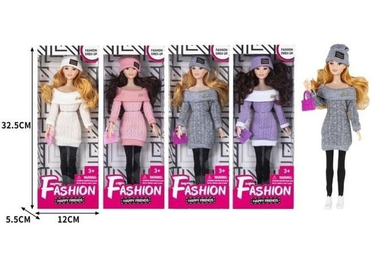 Merkpol, lalka w ciepłej sukience, 32,5 cm, 1 szt.