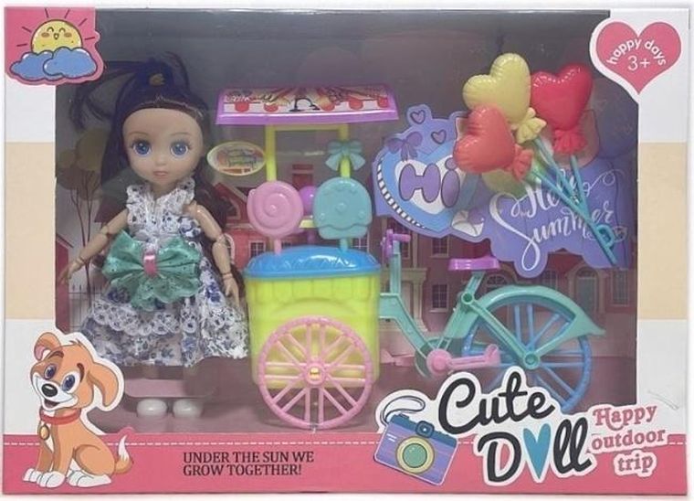 Merkpol, lalka z rowerem-lodziarnią