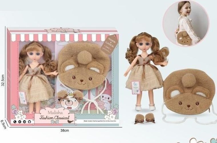 Merkpol, lalka z torebką, 30 cm