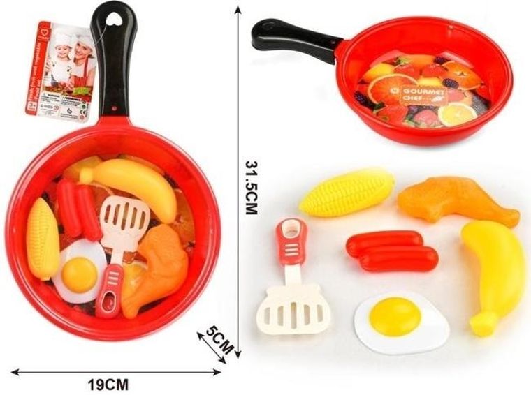 Merkpol, patelnia z zestawem jedzenia, zestaw kuchenny