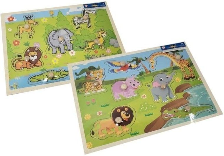 Merkpol, puzzle drewniane z uchwytami, zwierzęta safari, 1szt.