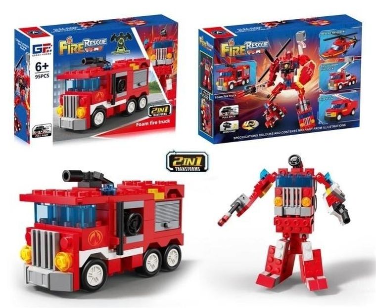 Merkpol, straż pożarna robot, klocki konstrukcyjne 2w1