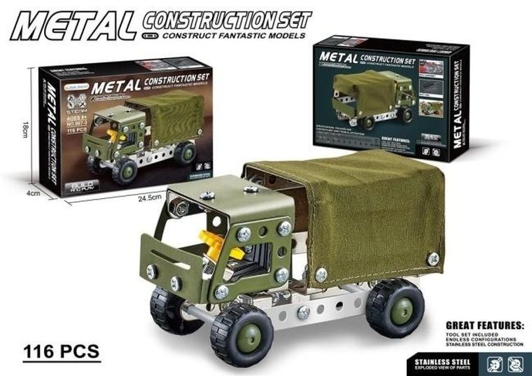 Merkpol, wojsko, metalowe klocki konstrukcyjne, 112 elementów