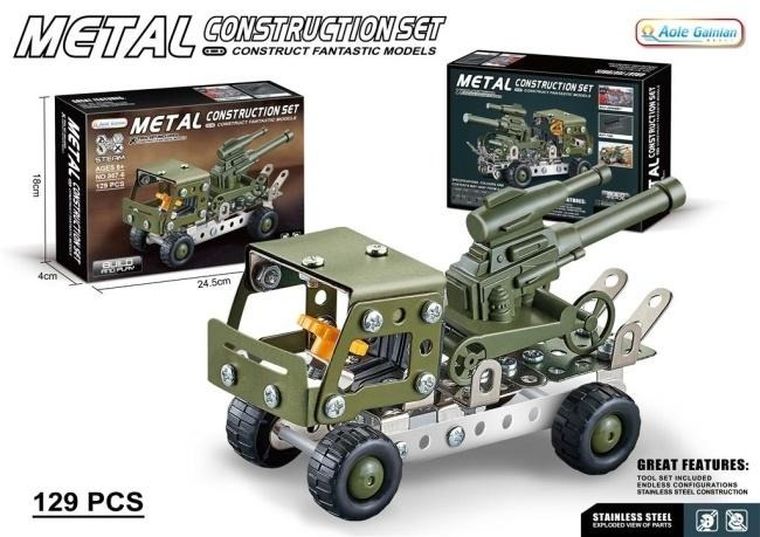 Merkpol, wojsko, metalowe klocki konstrukcyjne, 129 elementów