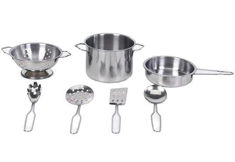 Merkpol, zestaw naczyń metalowych, 7 elementów