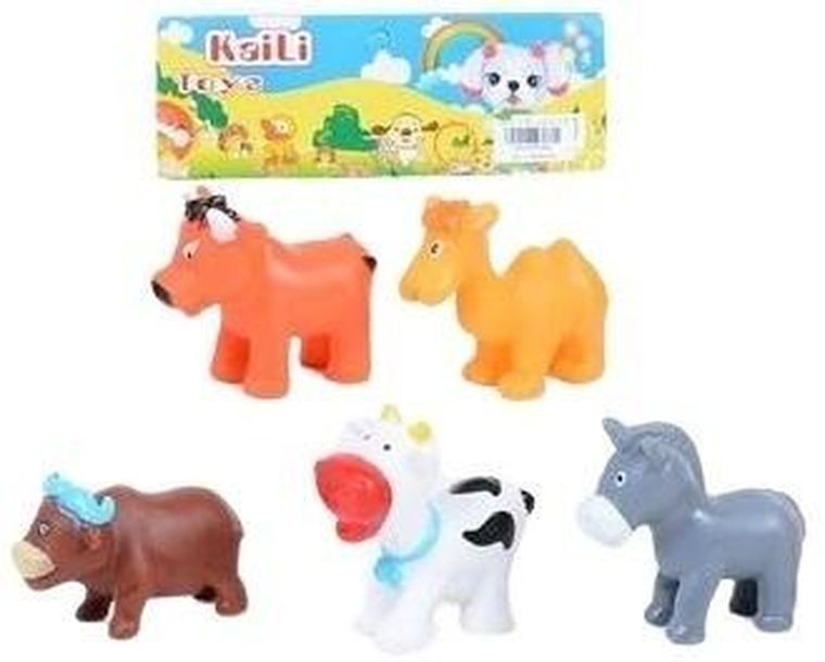 Merkpol, zwierzęta wiejskie, gumowe figurki, 5 szt.