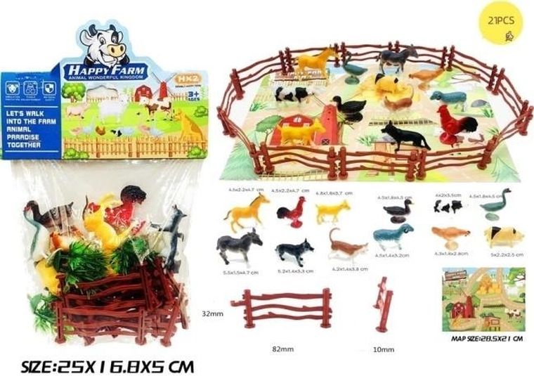 Merkpol, zwierzęta wiejskie, zestaw figurek z matą