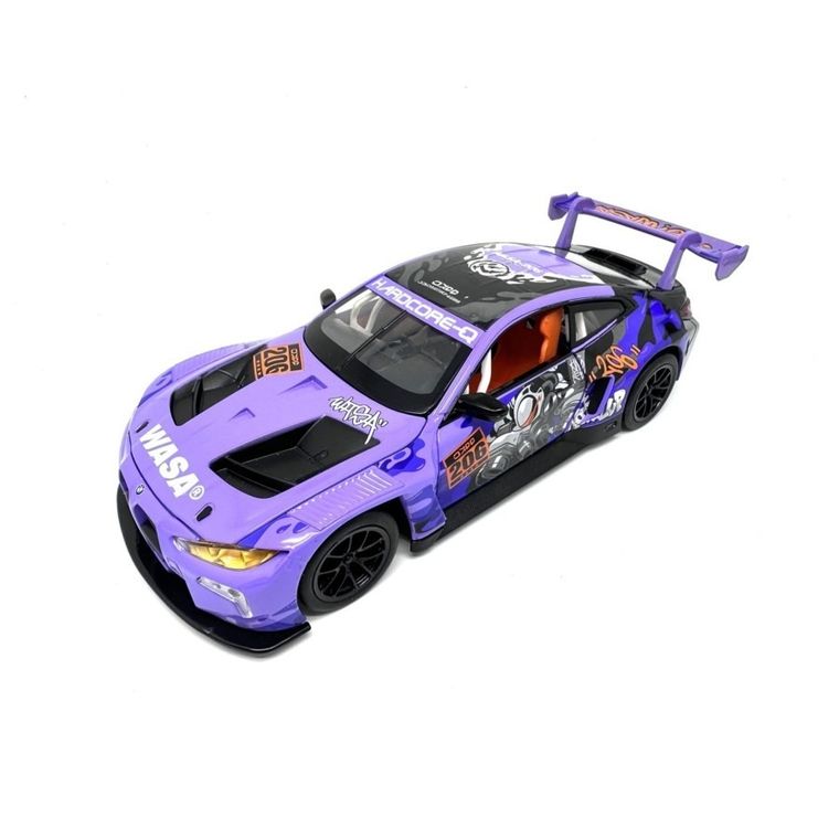 Metal Speed Zone, BMW M4 GT3 with wasa, pojazd, model metalowy, fioletowy, 1:24