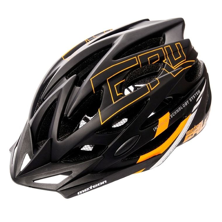 Meteor, Gruver in-mold, kask rowerowy, rozmiar L, 58-61 cm, czarno-pomarańczowy