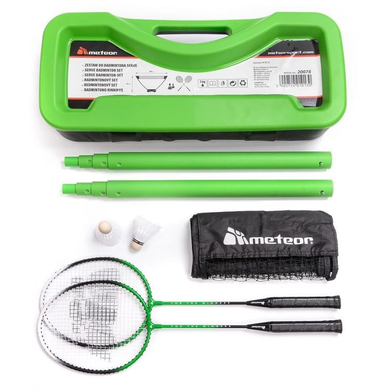 Meteor, Serve, zestaw do badmintona w walizce, miętowy