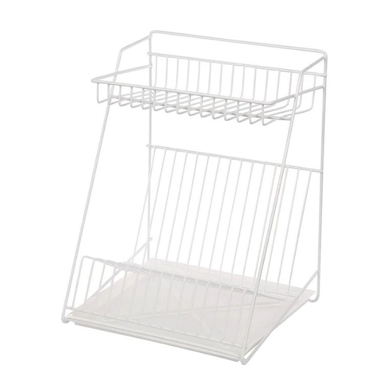 Metpol, suszarka do naczyń, 2-poziomowa, 30 cm, biała z tacką