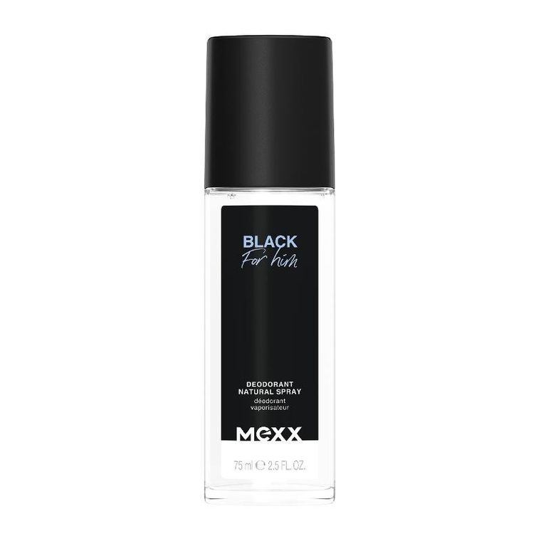 Mexx, dezodorant naturalny spray, black for him, 75 ml