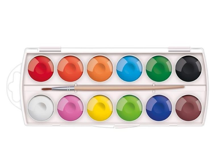 MFP, farby akwarelowe, 30 mm, 12 kolorów