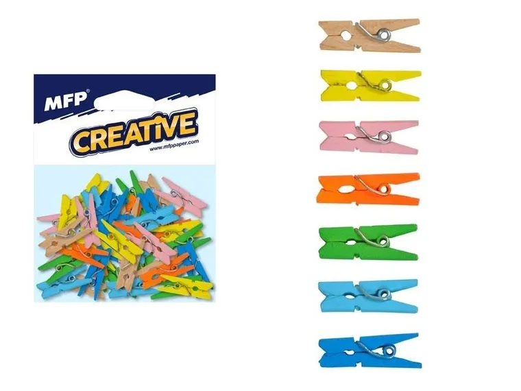 MFP, klamerki, kolorowe, 2,5 cm, 50 szt.
