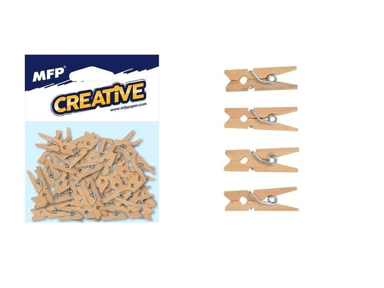 MFP, klamerki, naturalne brązowe, 2,5 cm, 50 szt.