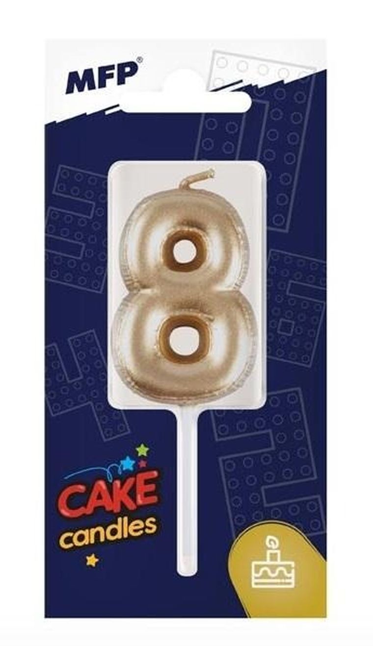 MFP, świeczka urodzinowa, cyfra 8, balon, złota