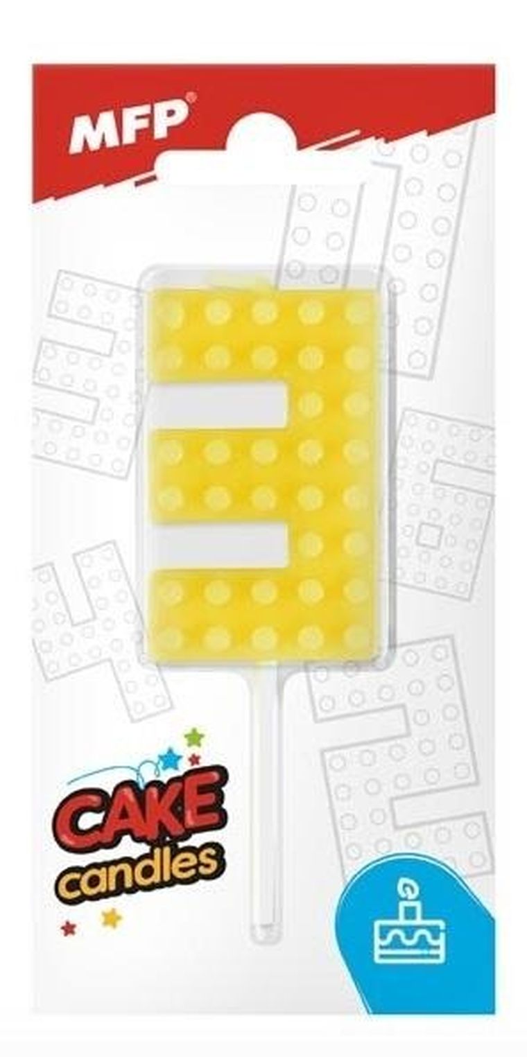 MFP, świeczka urodzinowa, klocki, cyfra 3, żółta