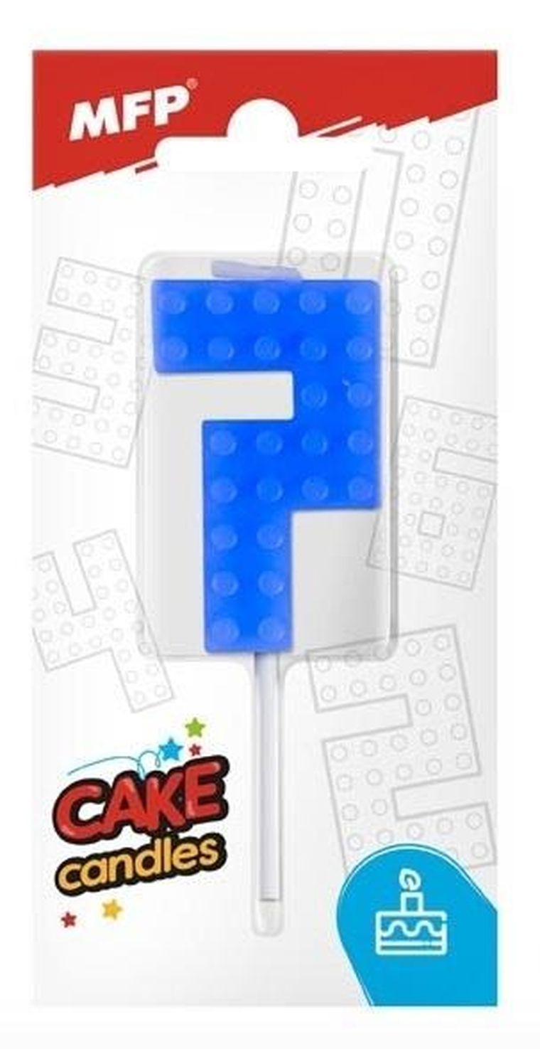MFP, świeczka urodzinowa, klocki, cyfra 7, niebieska