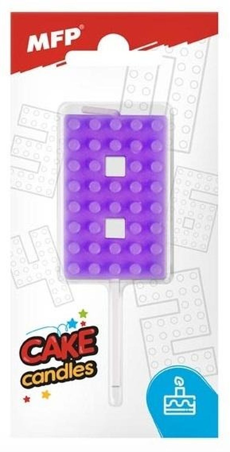 MFP, świeczka urodzinowa, klocki, cyfra 8, fioletowa