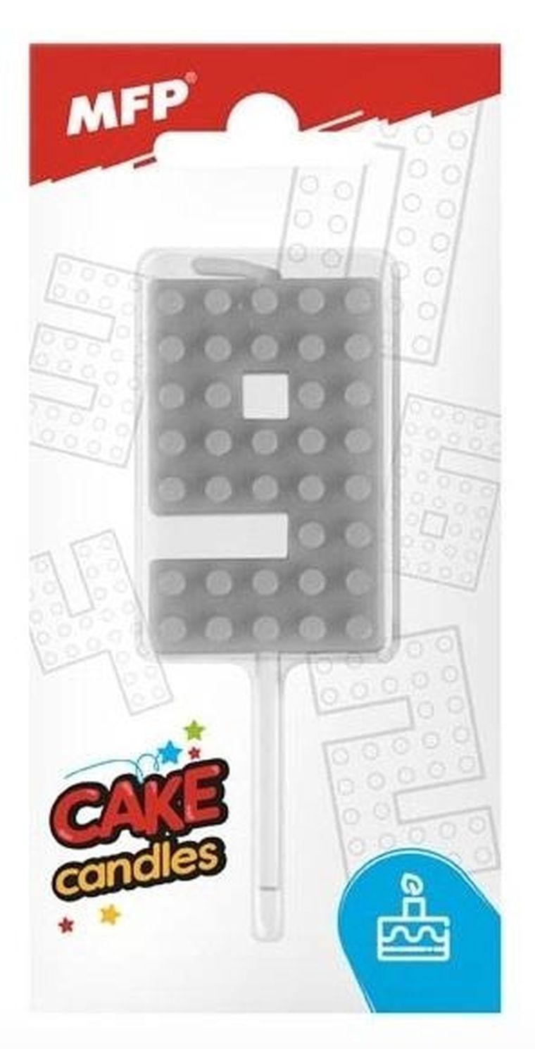 MFP, świeczka urodzinowa, klocki, cyfra 9, szara