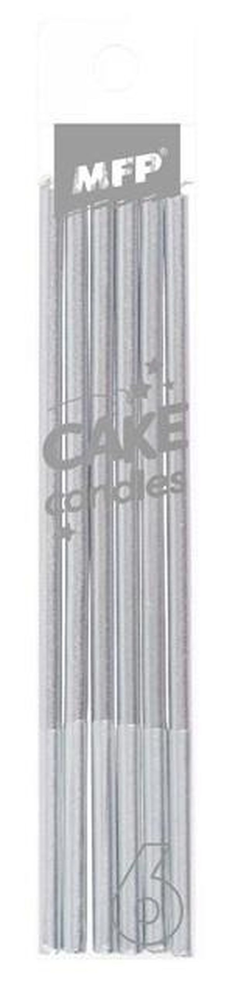 MFP, świeczka urodzinowa, srebrne, 14 cm, 6 szt.