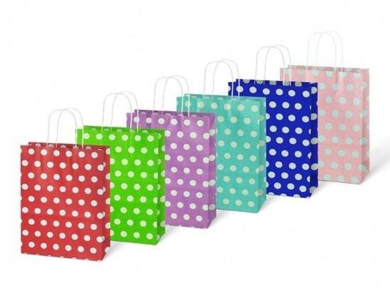 MFP, torebka prezentowa, kropki, kraft, 21-27-11 cm